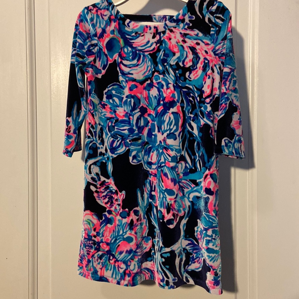 Lilly girls three-quarter sleeve Velour dress